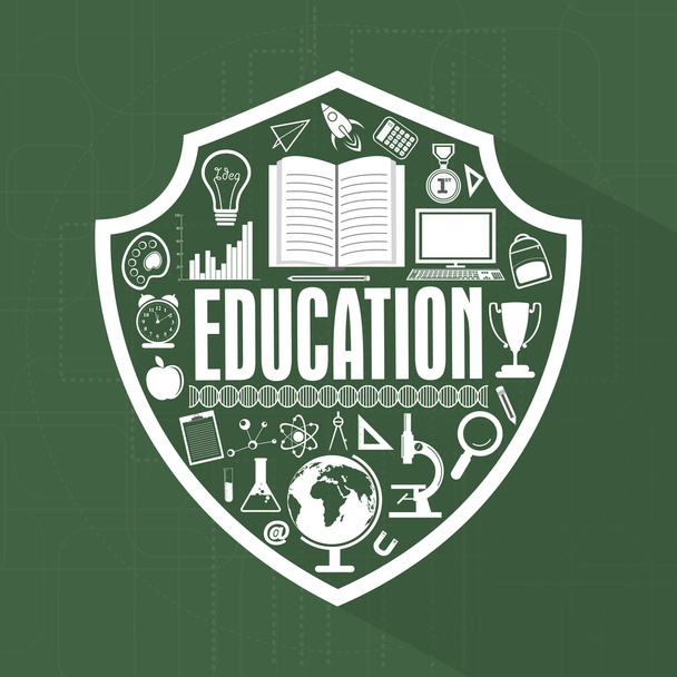 Creative educational items in shield. - Vector, Image