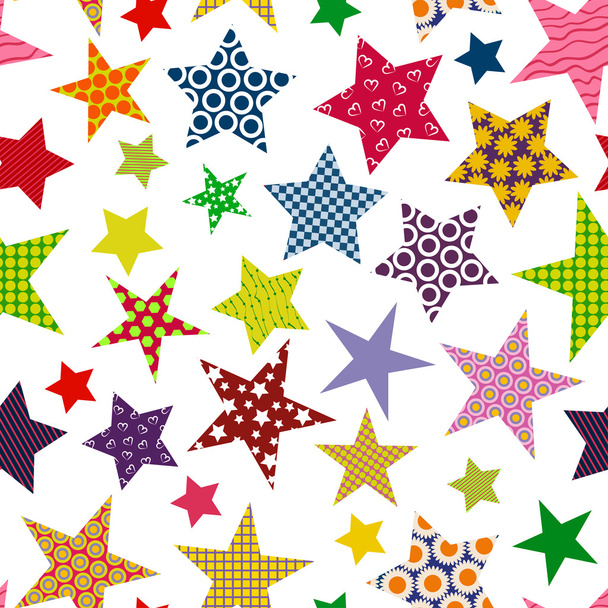 Bright colored stars background. Seamless pattern. - Vector, Image