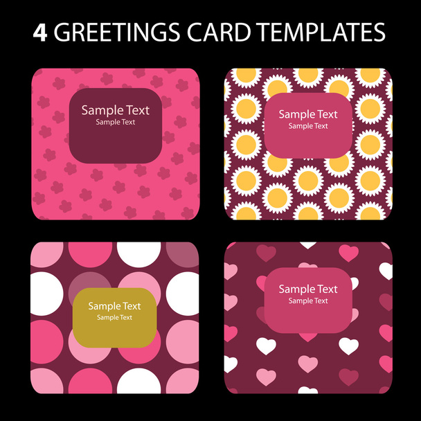 4 Greeting Cards: Valentines Day - Vector, Image