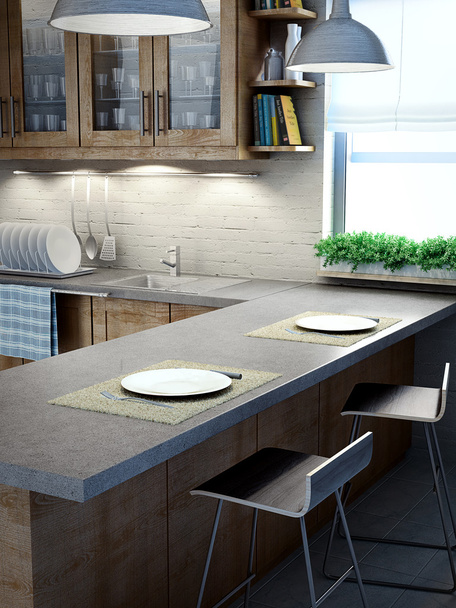 moderne keuken Binnenaanzicht - Foto, afbeelding