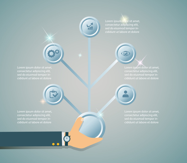 Business hand infographic opties sjabloon - Vector, afbeelding