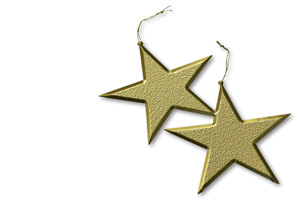 két arany csillag karácsonyi elszigetelt - Fotó, kép