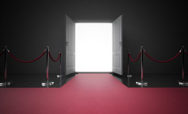 czerwony dywan, prowadzącej do wejścia - Zdjęcie, obraz