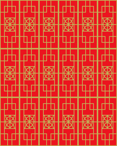 Zlatá bezešvé Vintage čínský styl okna síťovou čtvercová geometrie vzorku pozadí. - Vektor, obrázek
