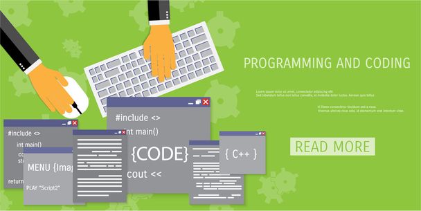 Vector flat concept of programming and coding - Vector, Image