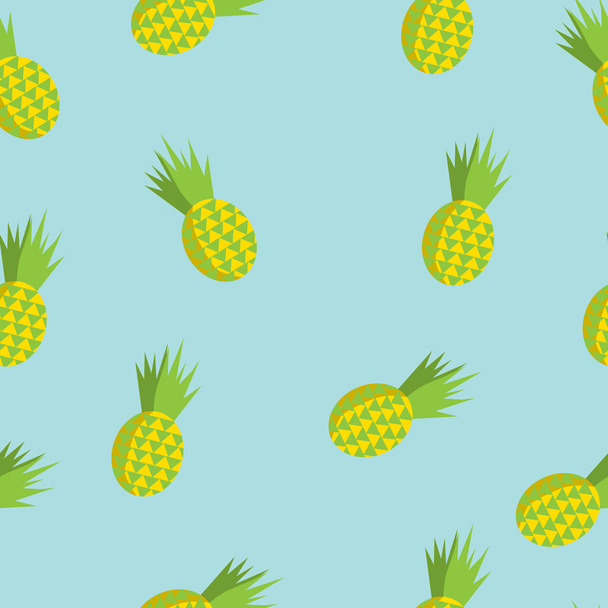 Vector summer seamless pattern with pineapples soft blue background. Flat illustration of tropic fruits. - Vecteur, image