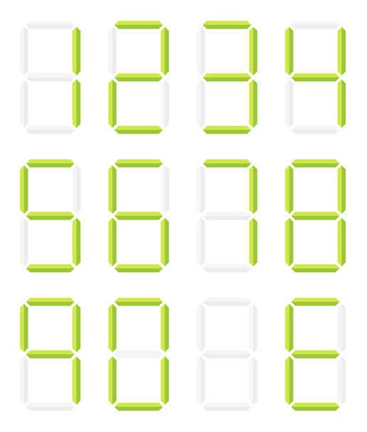 Sbírka izolovaných digitálních čísel v zelené barvě - Vektor, obrázek