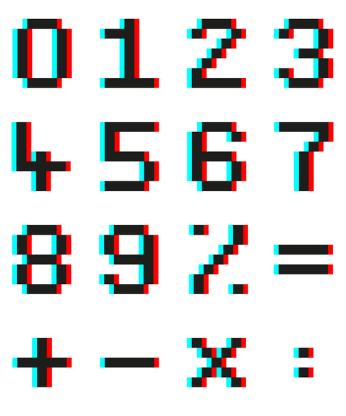 Numéros de pixels et signes mathématiques avec effet Anaglyph 3d
 - Vecteur, image