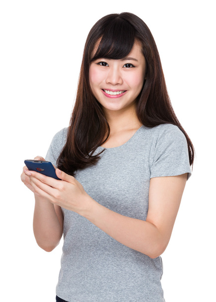 Asian young woman in grey t-shirt - Фото, зображення