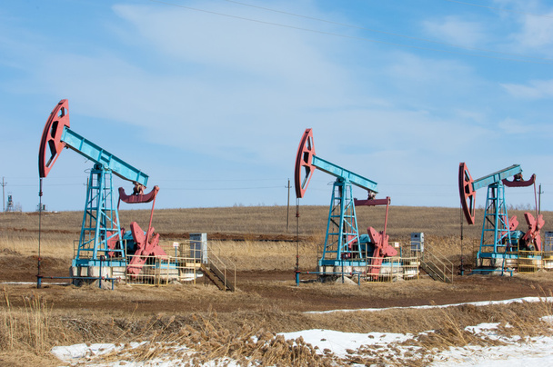 ecology, bionomics. Oil pumps. Oil industry equipment. Beam Pump - Photo, Image