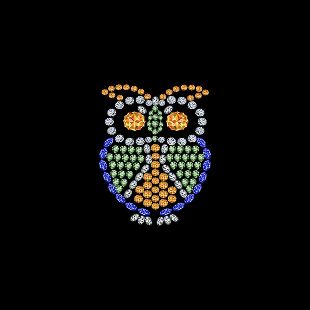 owl from jewels - Vector, Image
