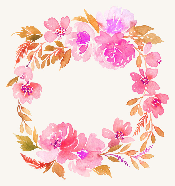 Watercolor wreath. Handmade. Illustration. - Photo, image