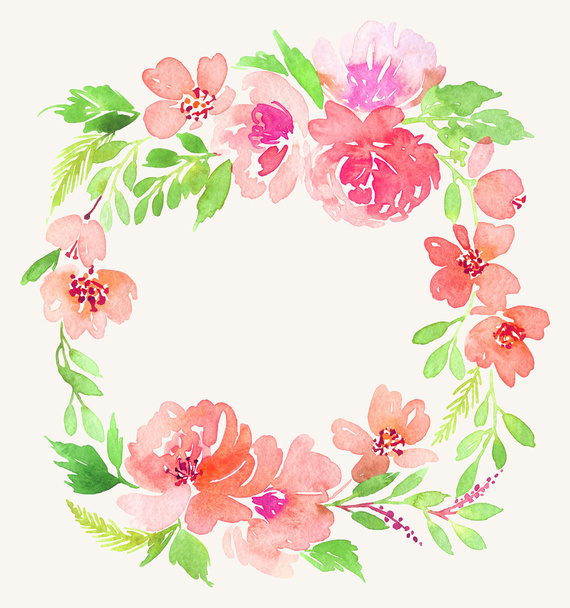 Watercolor wreath. Handmade. Illustration. - Photo, image