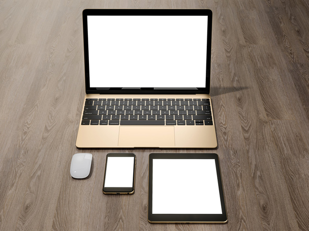 Laptop, tablet, phone, all in one place - Foto, Imagen