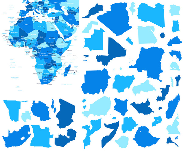 Africa map and country contours - Illustration. - Vector, Image