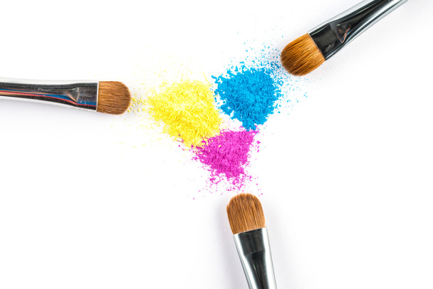 Multi Colored Powder Eyeshadow with Brush, fashion beauty tool  - Fotó, kép