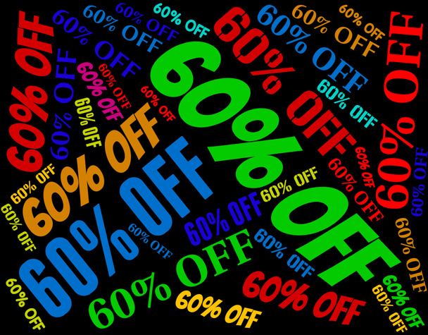 Sechzig Prozent Rabatt für Wörter Einzelhandel und Discount - Foto, Bild