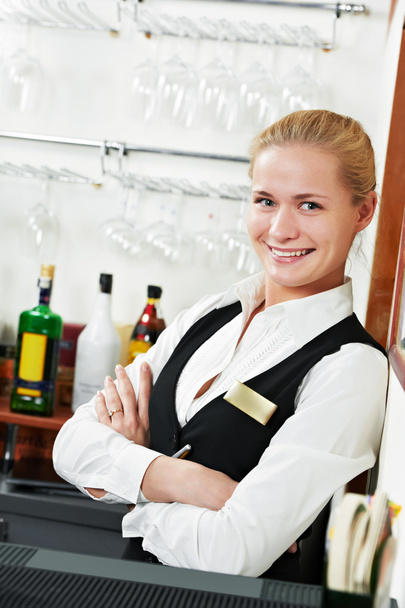 Restaurant manager bartender woman at work place - Photo, Image