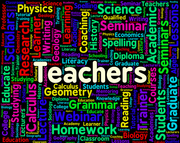 Nauczyciele słowo oznacza udzieli lekcji i trener - Zdjęcie, obraz