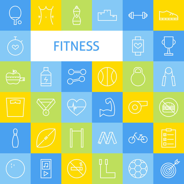 Vector Flat Line Art Modern Fitness Sports and Healthy Lifestyle - ベクター画像