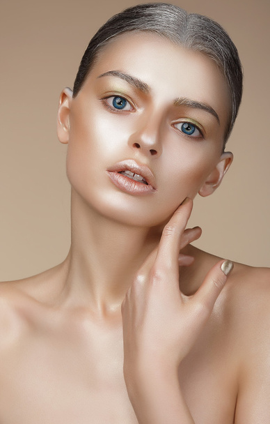 Portrait of Young Woman with Bronzed Skin - Fotografie, Obrázek