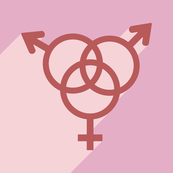Plano com ícone de sombra e igualdade de aplicativos móveis dos sexos
 - Vetor, Imagem