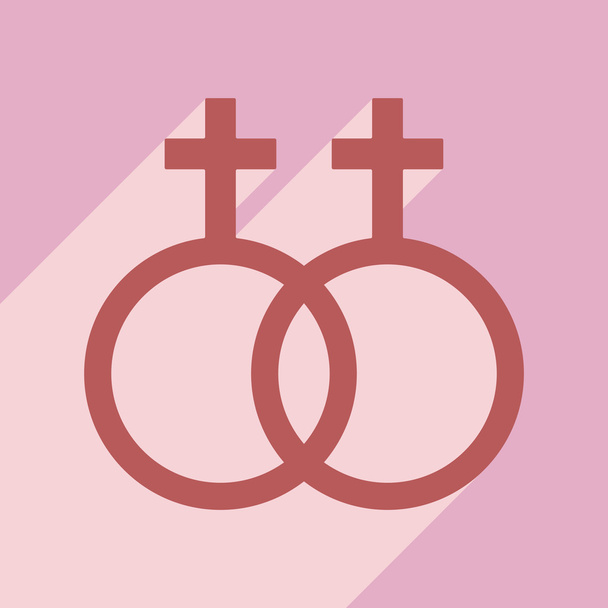 Piso con icono de sombra y aplicación móvil igualdad de sexos
 - Vector, imagen