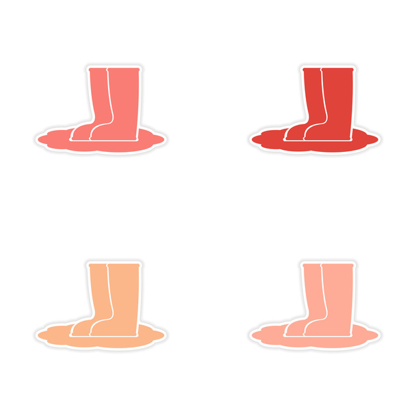 montaggio disegno adesivo realistico su stivali di gomma di carta
 - Vettoriali, immagini