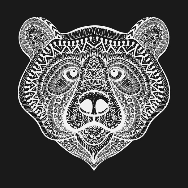 Zentangle stylized White Bear face. Hand Drawn doodle vector ill - Vetor, Imagem