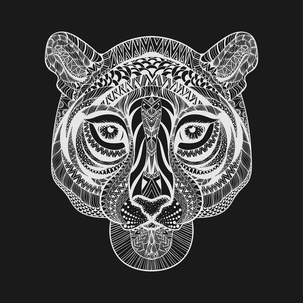 Zentangle stylisé visage de tigre blanc. Vecteur de doodle dessiné à la main il
 - Vecteur, image