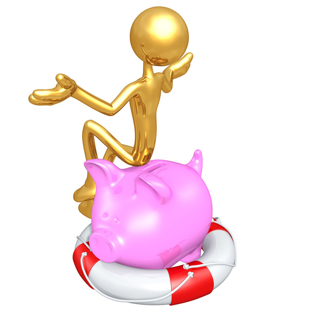 Gold Guy avec le conservateur de vie Piggy Bank
 - Photo, image