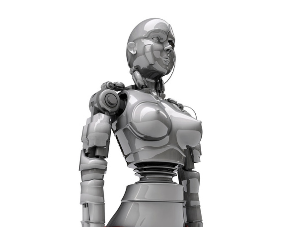 Female cyborg isolated on white background - Photo, Image