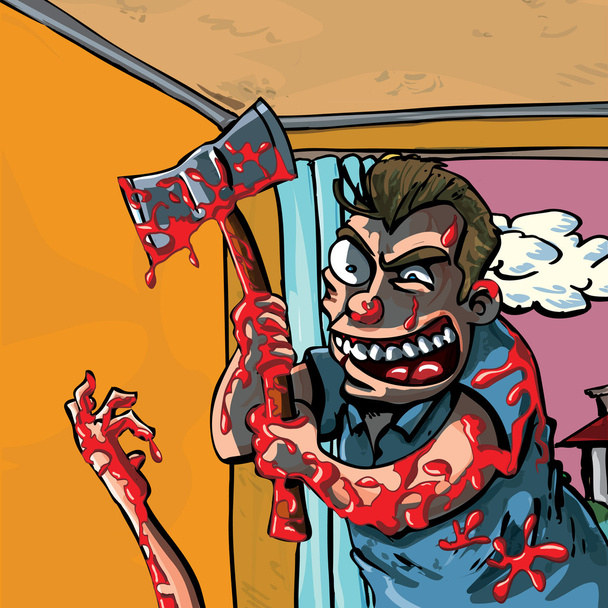 μια γελοιογραφία του ένα τσεκούρι δολοφόνος - Διάνυσμα, εικόνα