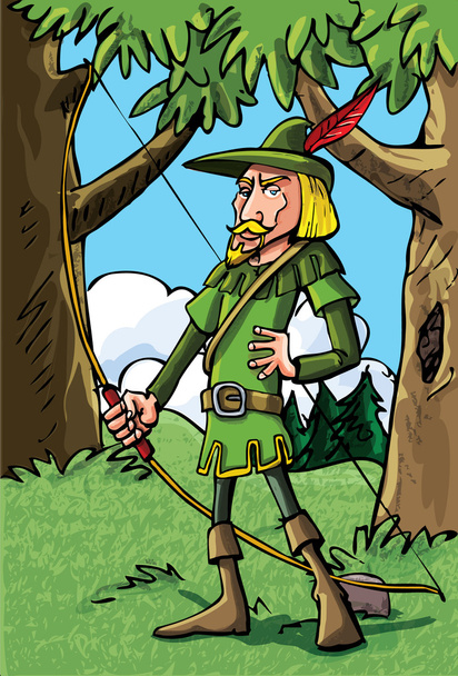 Dibujos animados Robin Hood en el bosque
 - Vector, imagen