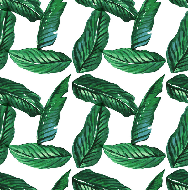 Watercolor tropical seamless pattern palm leaves - Vektor, obrázek