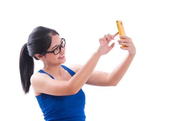woman taking selfie picture - Foto, Imagem