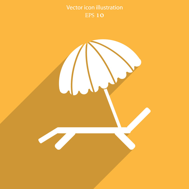 Vector beach umbrella and lounger icon - Vektori, kuva