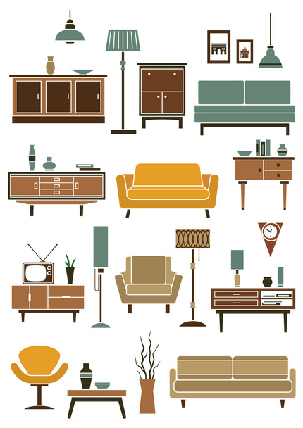Home interior accessories and furniture - ベクター画像