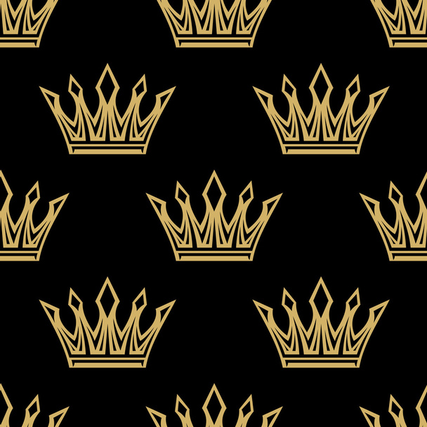 Golden royal crowns seamless pattern - Vector, Image