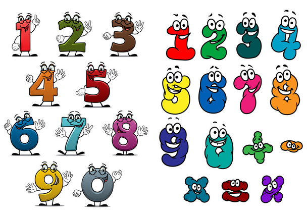 Números de dibujos animados coloridos y dígitos
 - Vector, imagen