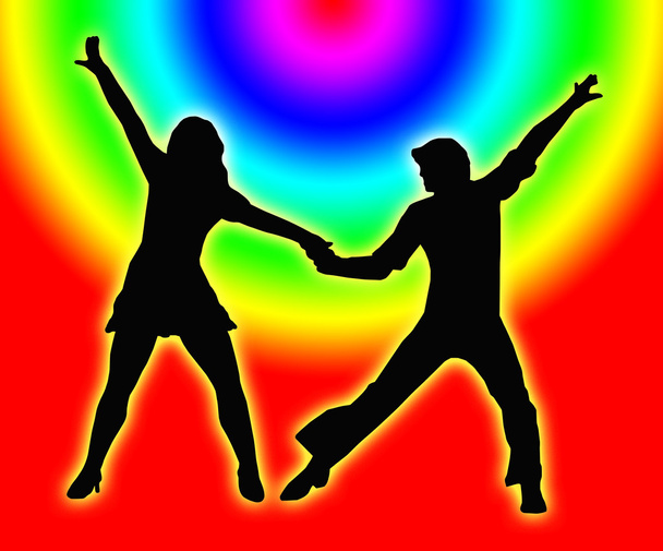 Color Circles Dancing Couple 70s - Photo, Image