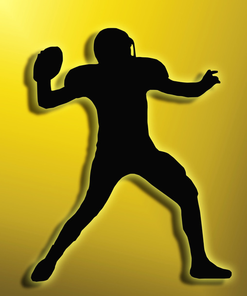 arany vissza silhouette amerikai labdarúgó hátvéd dobja - Fotó, kép