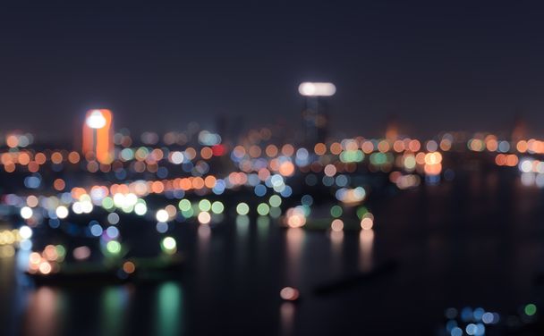 都市ライト背景のボケ味がぼやけ - 写真・画像