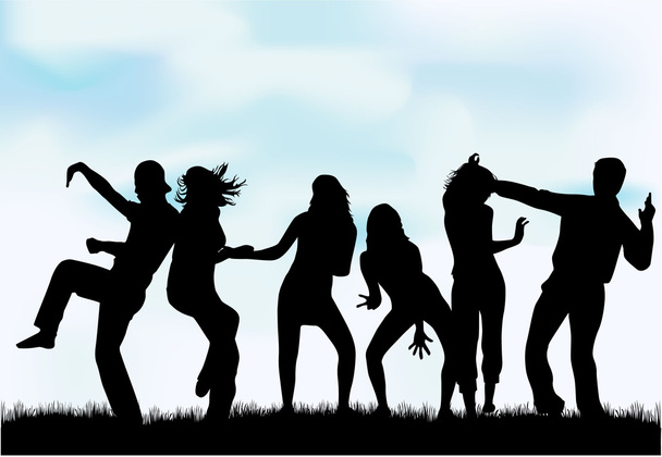 Dancing people silhouettes . - Vector, Image
