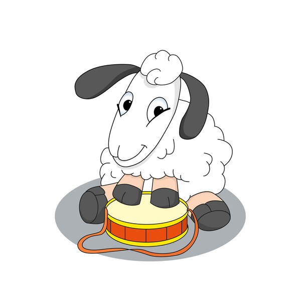 Mignon personnage de dessin animé d'agneau avec tambour
. - Vecteur, image