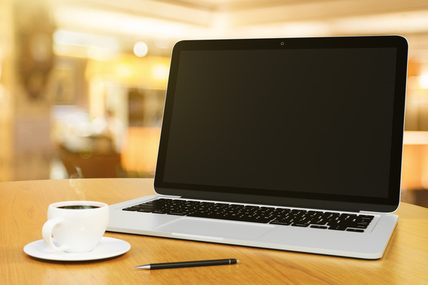 Laptop with with cup of coffee - Photo, Image