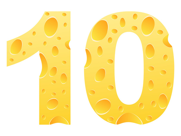 number ten made of cheese - Vector, Image