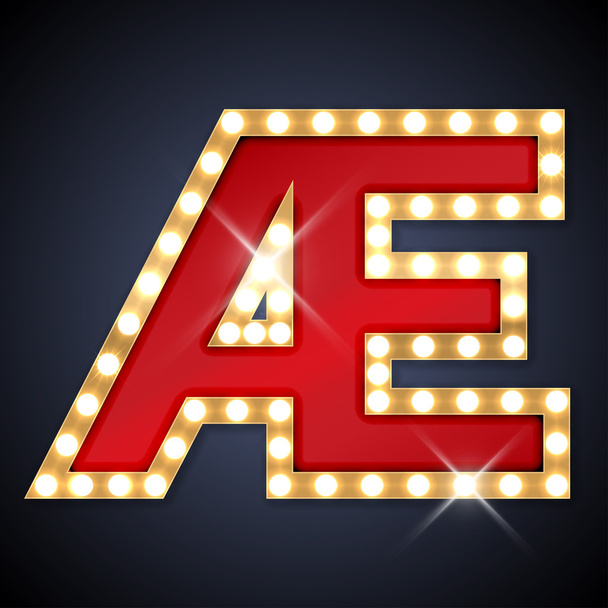 Vector illustration of realistic retro signboard letter AE, ligature AE - Vecteur, image