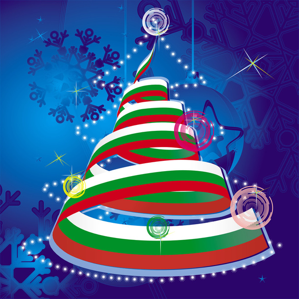 Noel Tema - sarmal flama ulusal bayrak renkleri ile xmas ağacı - Vektör, Görsel