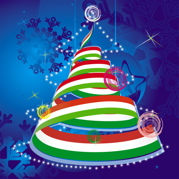 θέμα Χριστουγέννων - Χριστούγεννα δέντρο με σπιράλ ταινία στα χρώματα της εθνικής σημαίας - Διάνυσμα, εικόνα